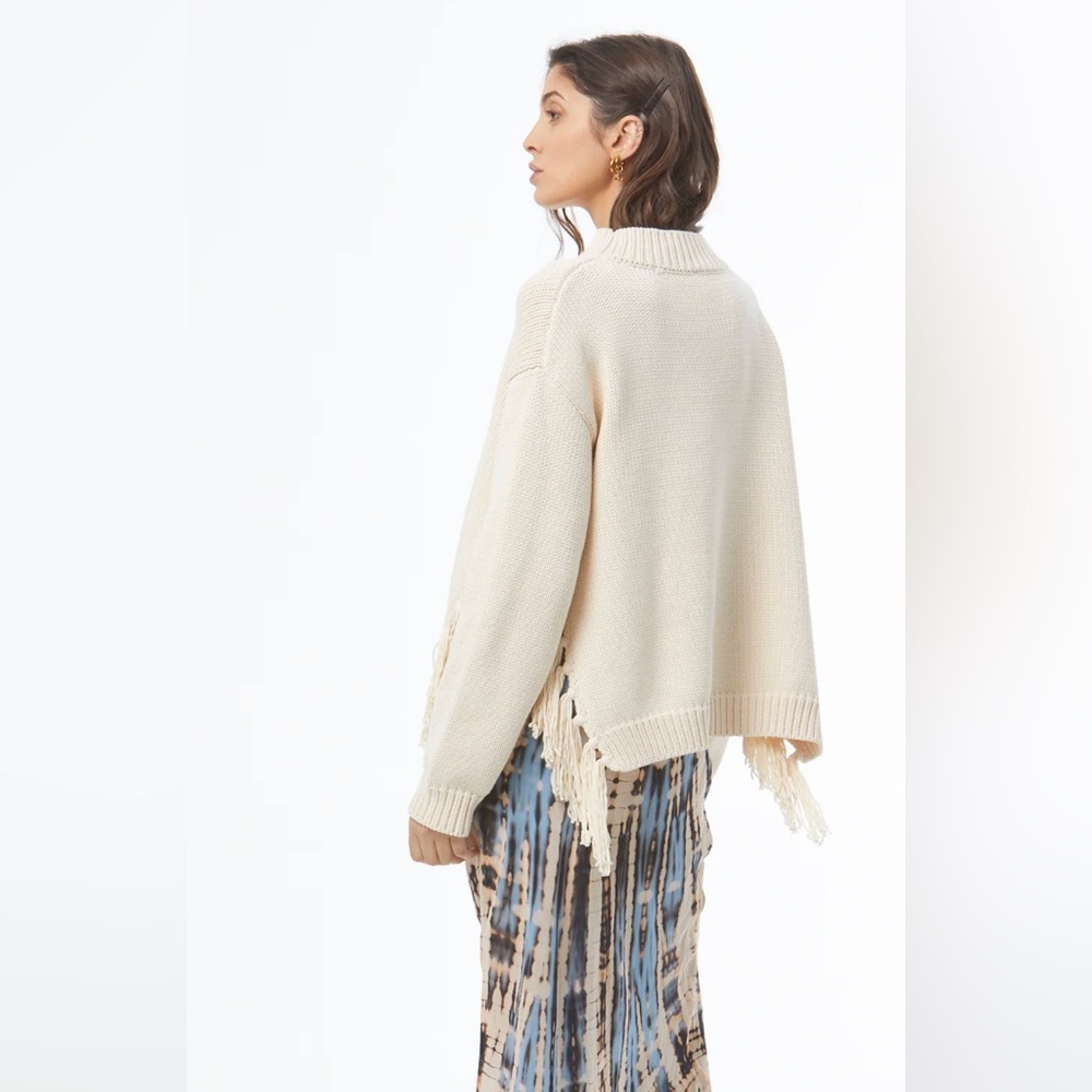 Brand New Never Been worn Young Fabulous & Broke fringe sweater in color cream - Picture 4 of 10